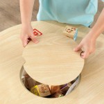 Masuta rotunda Alb - Maro Natur cu doua scaunele si spatiu de depozitare-  Round Table Kidkraft
